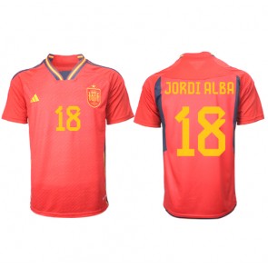 Spanien Jordi Alba #18 Hemmatröja VM 2022 Korta ärmar